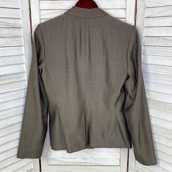 Ann Taylor Wool Blend Fitted Blazer Taupe Brown 6 Suit Jacket Office Preppy - Picture 9 of 15